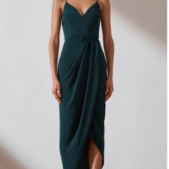 Shona Joy Dresses & Skirts - Shona Joy Core Cocktail Draped Dress Seaweed Green Womens Size 8 NWT